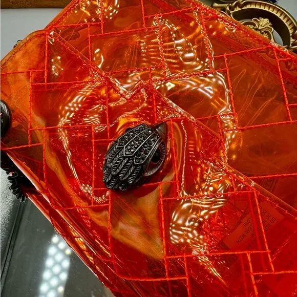 🆕 KURT GEIGER LONDON 🧿 NWOT Mini Kensington Crossbody Bag, Transparent Orange - Picture 8 of 15